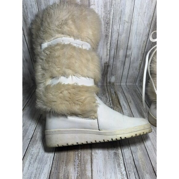 Vintage Pfister White Off Faux Fur Knee Boots size 6.5 - Picture 10 of 16